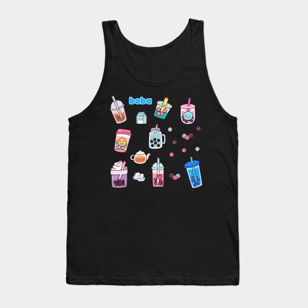 Cute Kawaii Boba Bubble Tea Tank Top by CeeGunn